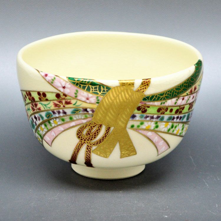 茶道具 抹茶茶碗（まっちゃちゃわん） 茶碗　仁清　束熨斗 山岡 善高 抹茶茶碗は茶の湯文化である表千家・裏千家の茶道具や抹茶を専門に扱う千紀園（せんきえん）が通販で販売しています。茶会また初心者向けのお稽古用にご利用いただける抹茶碗です。贈り物・ギフトにも人気です。