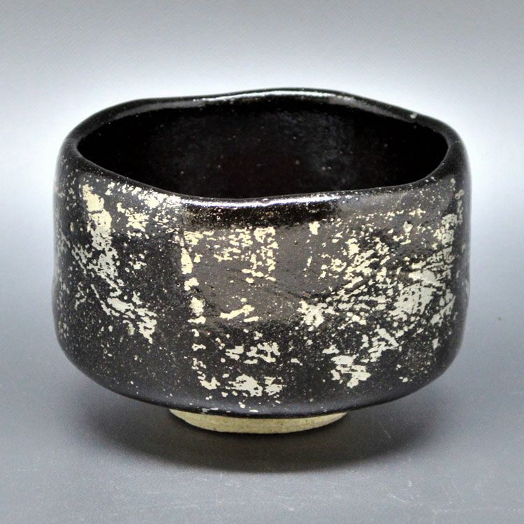 茶道具 抹茶茶碗（まっちゃちゃわん） 茶碗 黒楽 箔散し 川崎 和楽