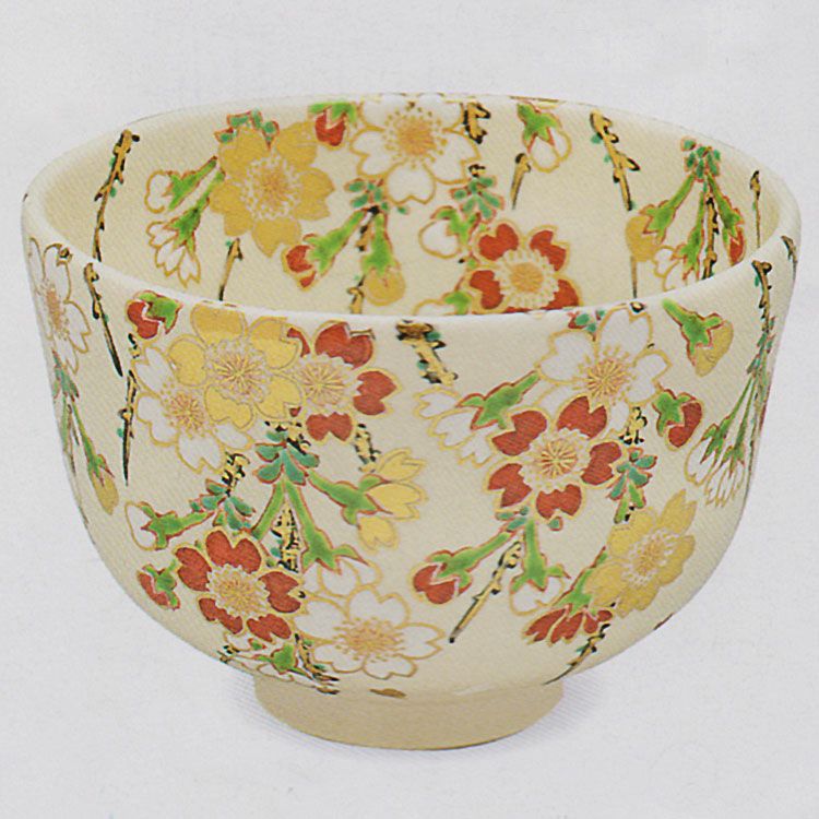 茶道具 抹茶茶碗（まっちゃちゃわん） 色絵　枝垂桜　茶碗 田中 方円作 抹茶茶碗は茶の湯文化である表千家・裏千家の茶道具や抹茶を専門に扱う千紀園（せんきえん）が通販で販売しています。茶会また初心者向けのお稽古用にご利用いただける抹茶碗です。贈り物・ギフトにも人気です。