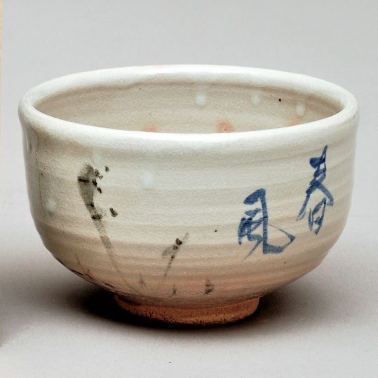 究極の古美術◼️蔵から凄そうな字の書かれた抹茶茶碗が出てきた、茶道具 茶道具 抹茶茶碗（まっちゃちゃわん） 茶碗 わらび画 自筆 春風文字