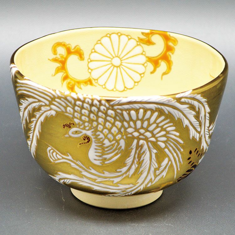 【レア！限定1点】鳳凰唐草 茶碗 仁清写し 城岳 陶芸 〇【茶器/茶道具 抹茶茶碗】 色絵茶碗 菊桐鳳凰 加藤永山作 – 今屋静香園