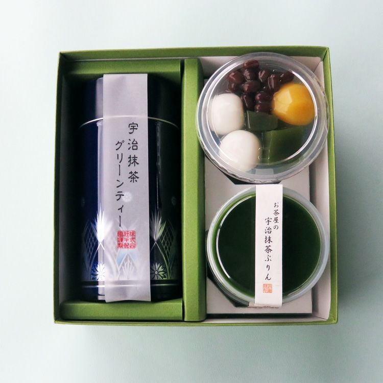 老舗茶舗のひやひやスイーツセット グリーンティー1缶 抹茶ゼリー1個