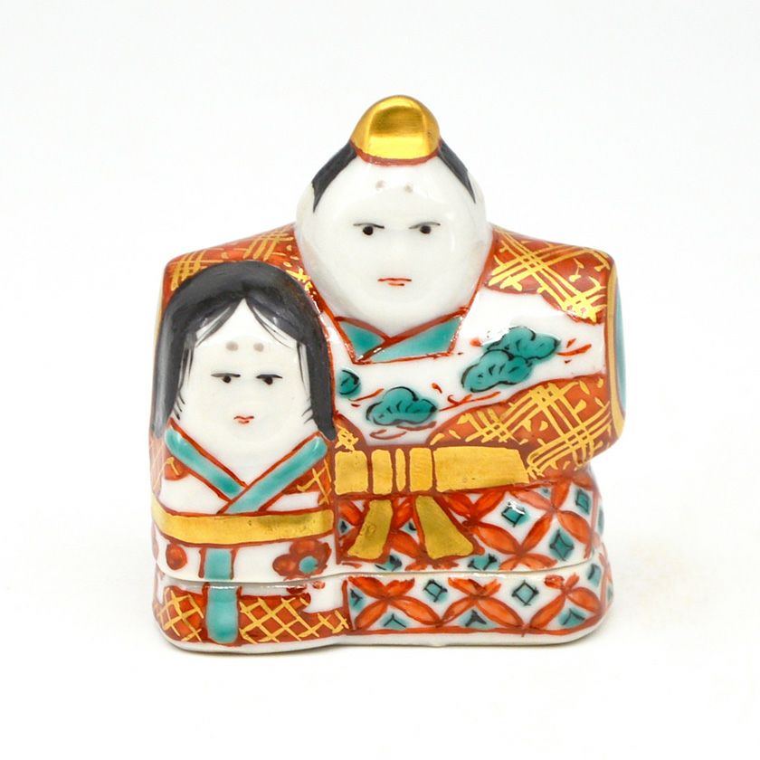 Ｗ２７８　香合　『色絵　立雛』『高野昭阿弥 造』　共箱　茶道具 茶道具 香合（こうごう） 香合 色絵 立雛 高野 昭阿弥 お雛様 桃の節句