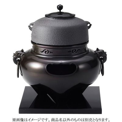 茶道具 風炉（ふろ） 平丸釜添 唐銅鬼面風炉 菊地 政光・浄雲 作 