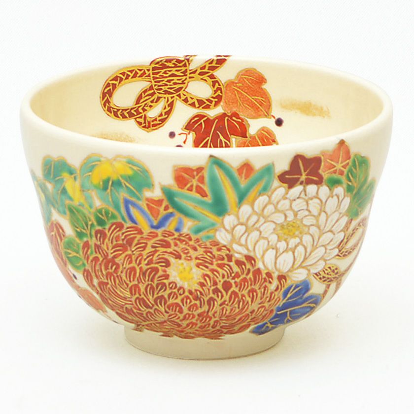 茶道具 抹茶茶碗（まっちゃちゃわん） 茶碗 色絵　菊 今岡 都 抹茶茶碗は茶の湯文化である表千家・裏千家の茶道具や抹茶を専門に扱う千紀園（せんきえん）が通販で販売しています。茶会また初心者向けのお稽古用にご利用いただける抹茶碗です。贈り物・ギフトにも人気です。