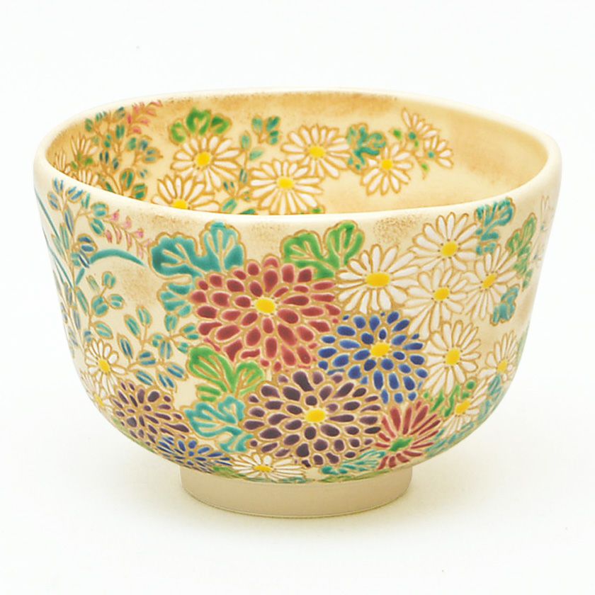 加藤永起作　茶碗　色絵　六瓢四君子 栗山園オンライン通販部 / 新品 色絵六瓢四君子画茶碗 相模竜泉