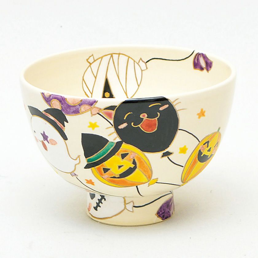茶道具 抹茶茶碗（まっちゃちゃわん） 茶碗 色絵 ハロウィン風船 加藤