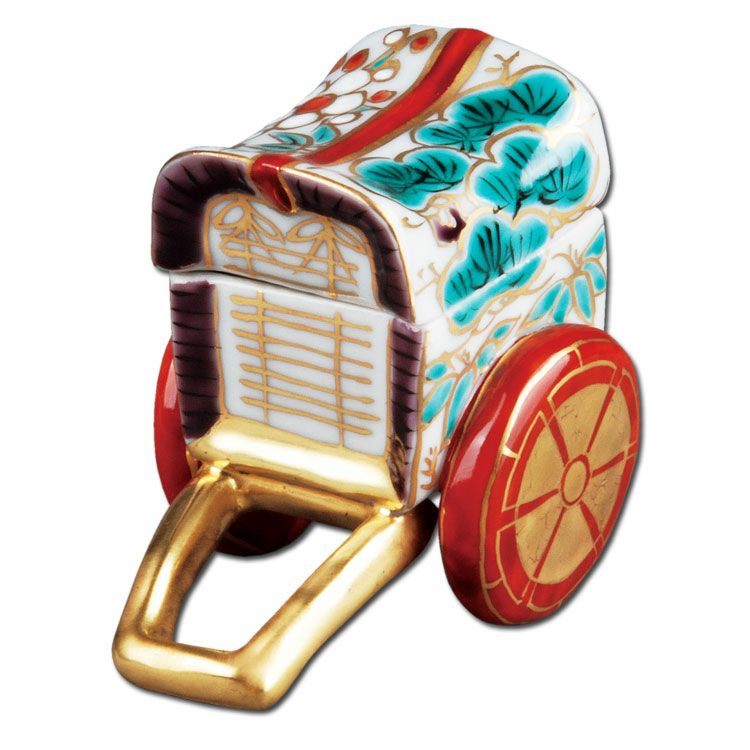 茶道具 香合（こうごう） 香合 色絵 御所車 高野昭阿弥作