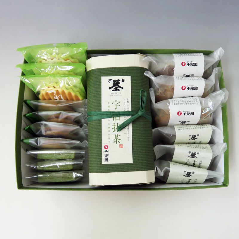 宇治抹茶焼き菓子6種17個と銘茶詰め合わせ | 千年の香り 千紀園