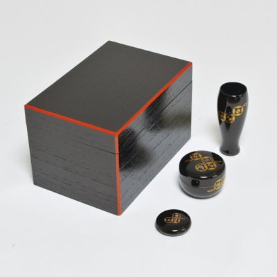 茶道具 茶箱（ちゃばこ）セット 爪紅桐黒茶箱セット（三点セット七宝 