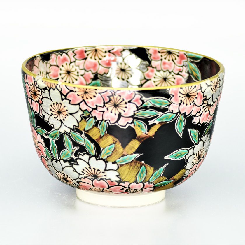 茶道具 抹茶茶碗（まっちゃちゃわん） 茶碗 黒仁清 八重桜 加藤 如水 抹茶茶碗は茶の湯文化である表千家・裏千家の茶道具や抹茶を専門に扱う千紀園（せんきえん）が通販で販売しています。茶会また初心者向けのお稽古用にご利用いただける抹茶碗です。贈り物・ギフトにも人気です。