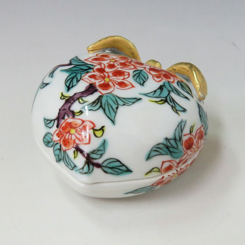 茶道具 香合（こうごう） 香合 色絵 桃 高野 昭阿弥 | 千年の香り 千紀園