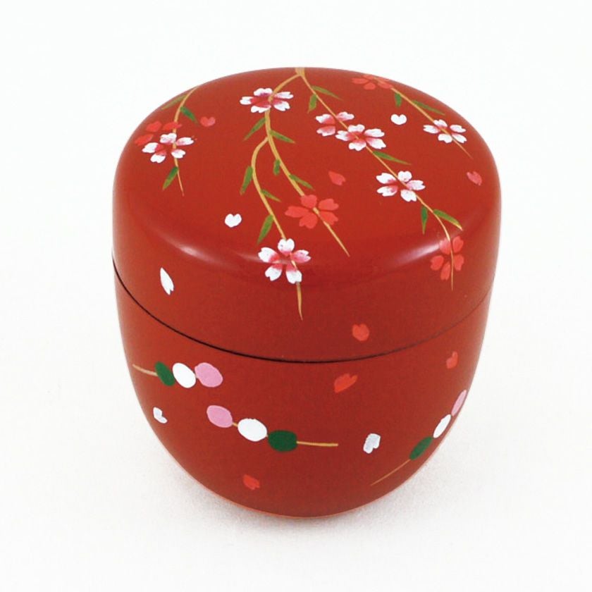 茶道具 棗（なつめ） 朱塗中棗 花見団子蒔絵 【樹脂製】 東雲 | 千年の