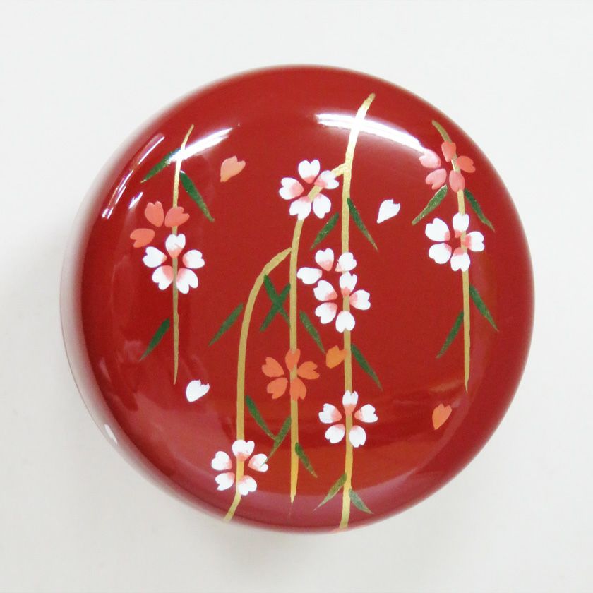 茶道具 棗（なつめ） 朱塗中棗 花見団子蒔絵 【樹脂製】 東雲 | 千年の