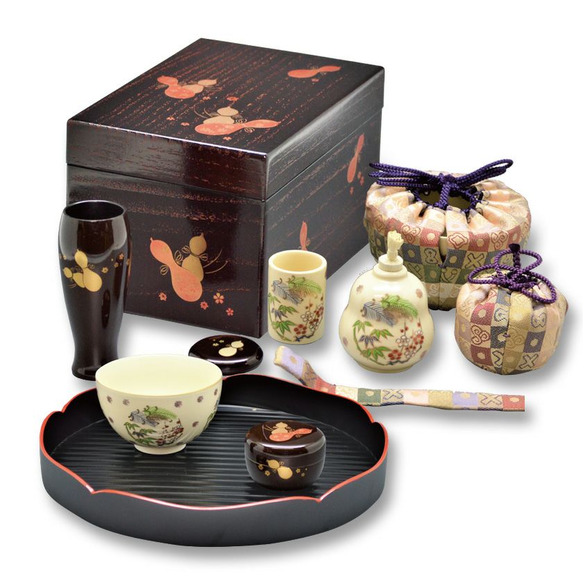 茶道具一式　茶箱セットほか 茶道具 茶箱（ちゃばこ）セット 茶箱セット 黒千筋 七宝 花点前一式