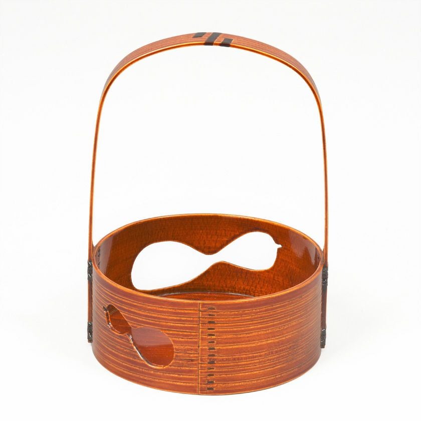 茶道具　春慶塗　煙草盆　美品 茶道具 莨盆（煙草盆・たばこぼん） 飛騨春慶塗 瓢透手付煙草盆 春次