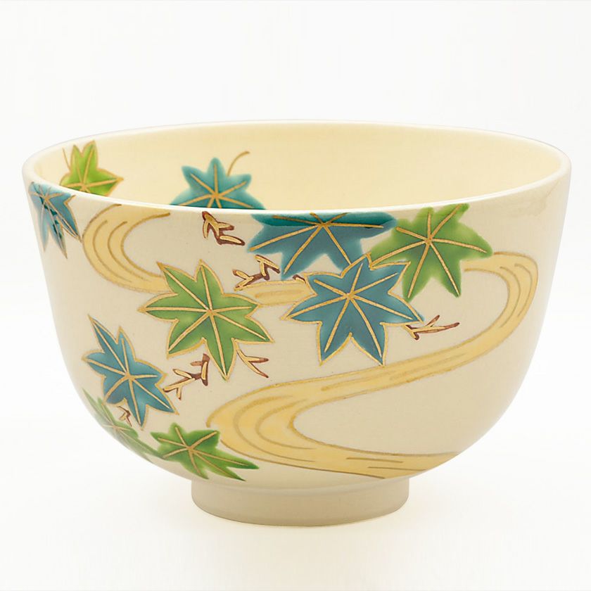 茶道具 抹茶茶碗（まっちゃちゃわん） 色絵茶碗 青楓流水 小野 志峰