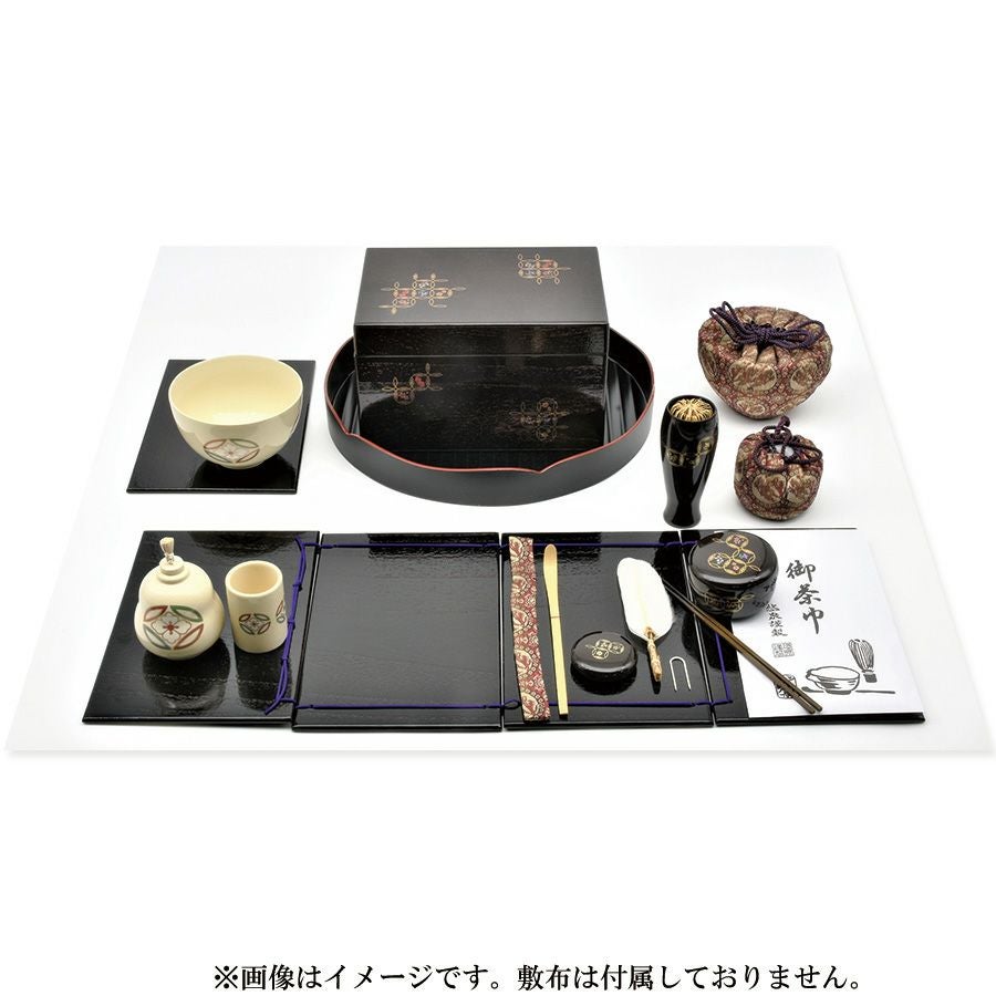 茶道具 茶箱（ちゃばこ）セット 茶箱セット一式 溜掻合 七宝 月点前