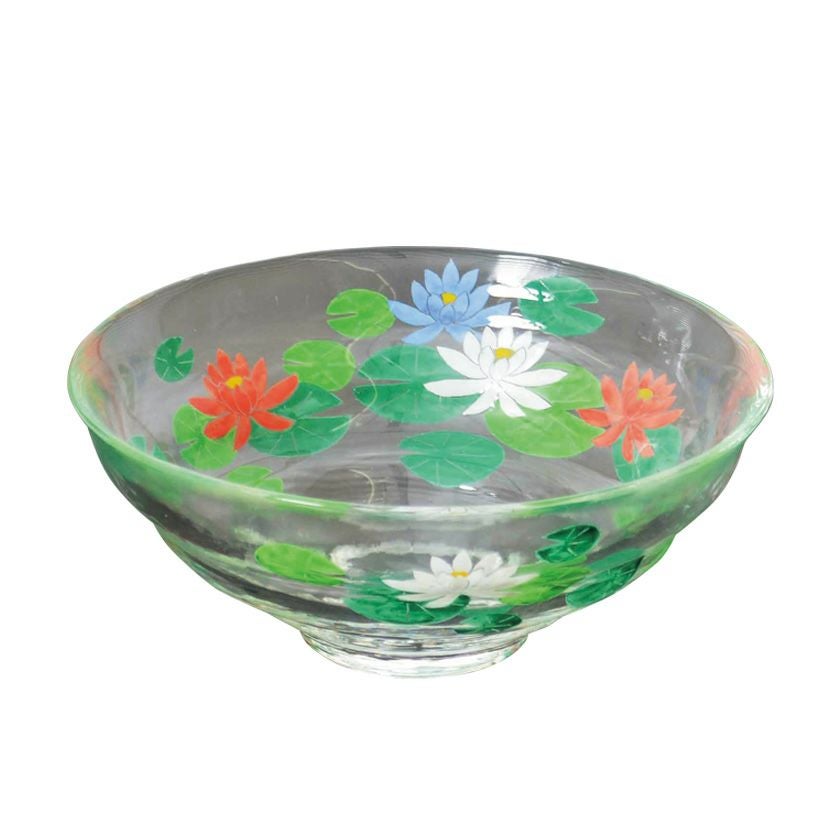 茶道具 平茶碗（ひらちゃわん） ガラス平茶碗 睡蓮 【耐熱】 松本