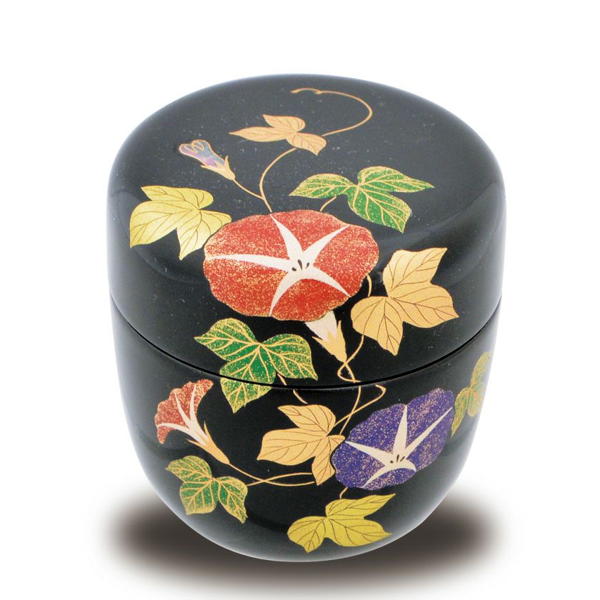 茶道具 なつめ 竹紋 棗 蒔絵 －心作 木製 茶道具 棗（なつめ） 中棗 朝顔蒔絵 佐々木 麗峰 | 千年の香り 千紀園