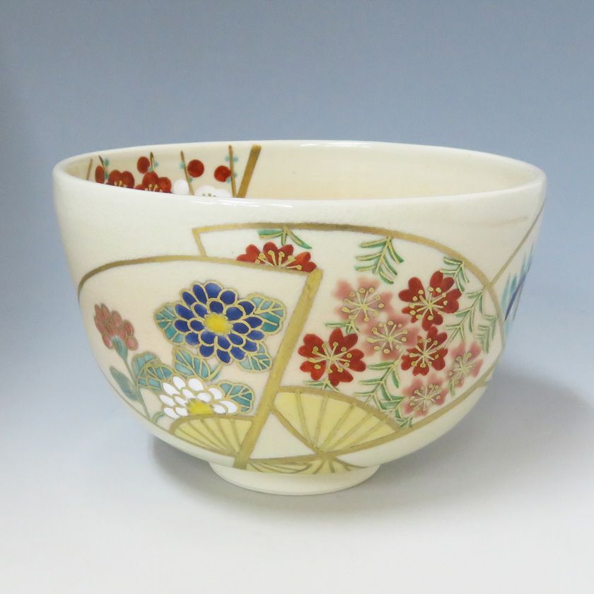 茶道具 抹茶茶碗（まっちゃちゃわん） 色絵 扇面 茶碗 中村 華峰作