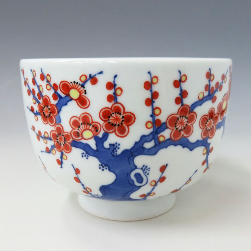 茶道具 抹茶茶碗（まっちゃちゃわん） 茶碗 紅白梅 景徳鎮 王懐英