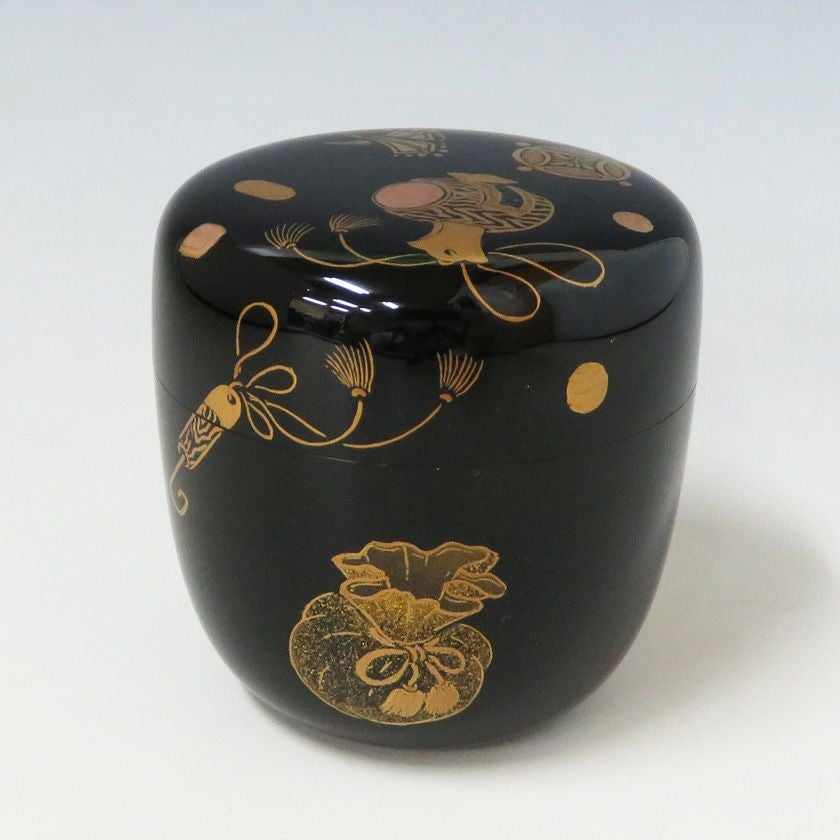 加賀蒔絵　棗　茶道具 茶道具 棗（なつめ） 宝尽くし蒔絵 黒中棗 加賀蒔絵 林 勝 作 | 千年の