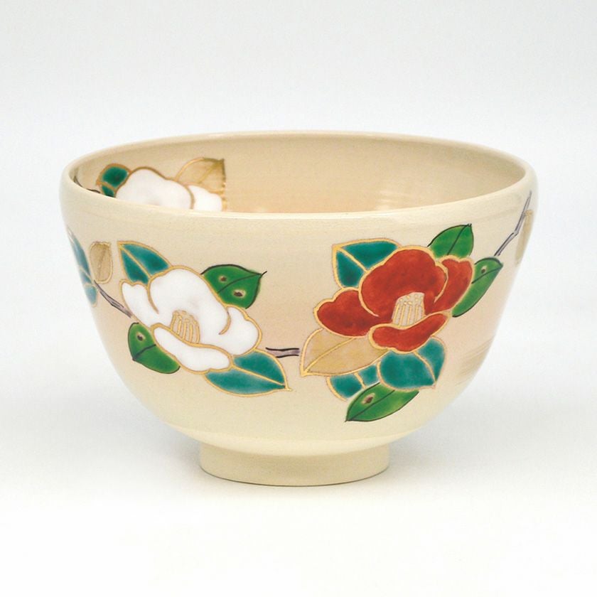 茶碗 抹茶碗 茶器 茶道具 茶の湯 椿園 紘進 在銘 木箱 共箱 茶道具 抹茶茶碗（まっちゃちゃわん） 茶碗 御本 寒椿 中村 与平