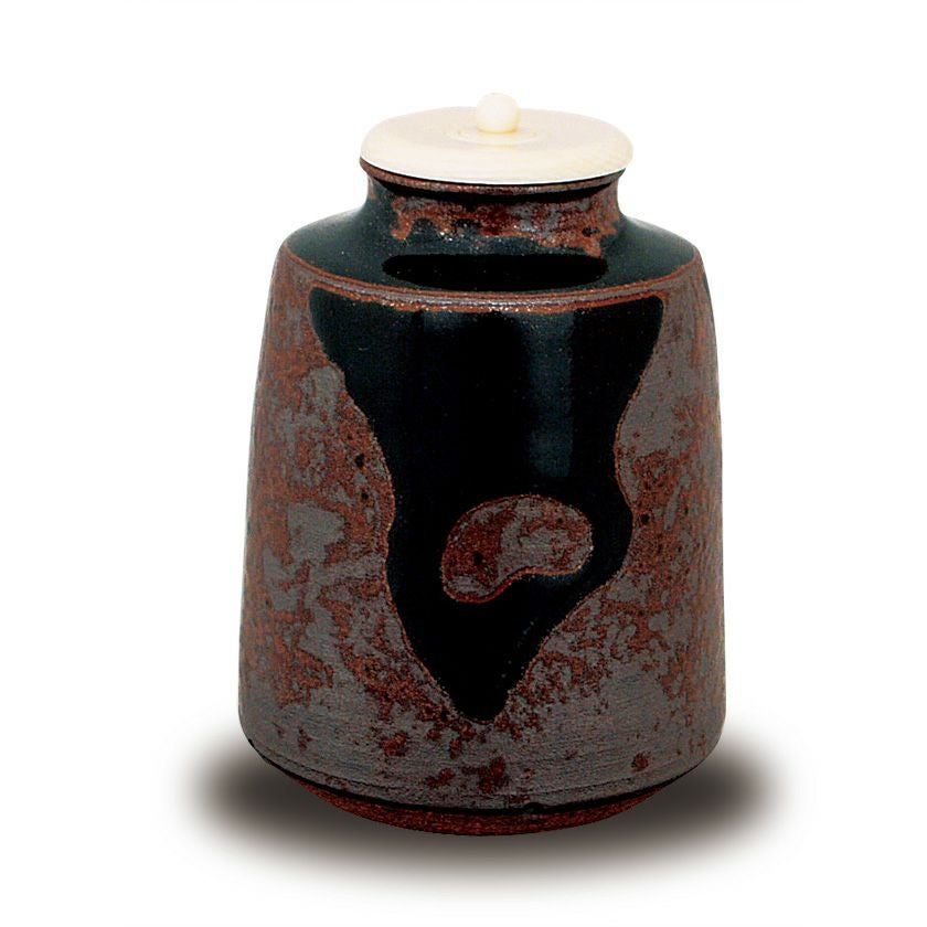 Ｎ６０６　茶器　『妙見窯造』『金彩吹き寄せ絵』『陶製茶入』　共箱　茶道具 水指 呉須 赤絵 高野昭阿弥作 鳳凰文 色絵 茶道具 蓋付 華やか 炉風炉