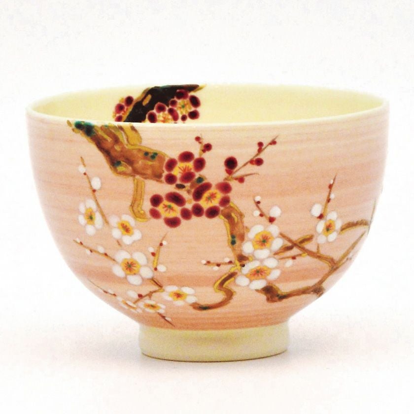 茶道具 抹茶茶碗（まっちゃちゃわん） 茶碗 桃釉 紅白梅 見谷 福峰