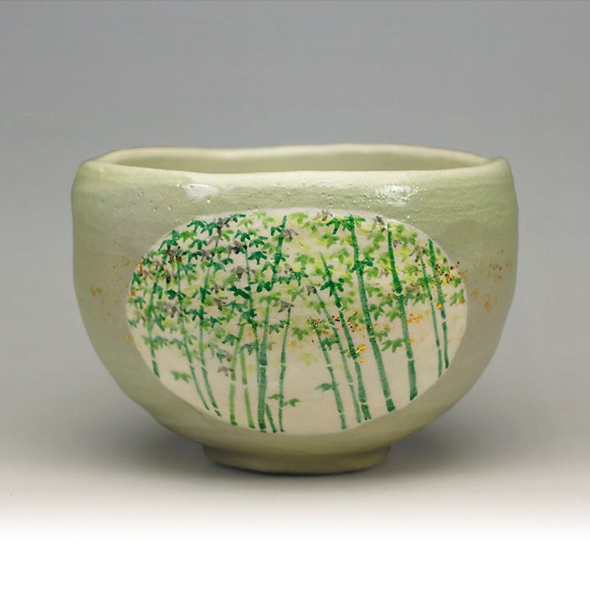 茶道具 抹茶茶碗（まっちゃちゃわん） 窓抜き 竹の絵 吉村 楽入 | 千年