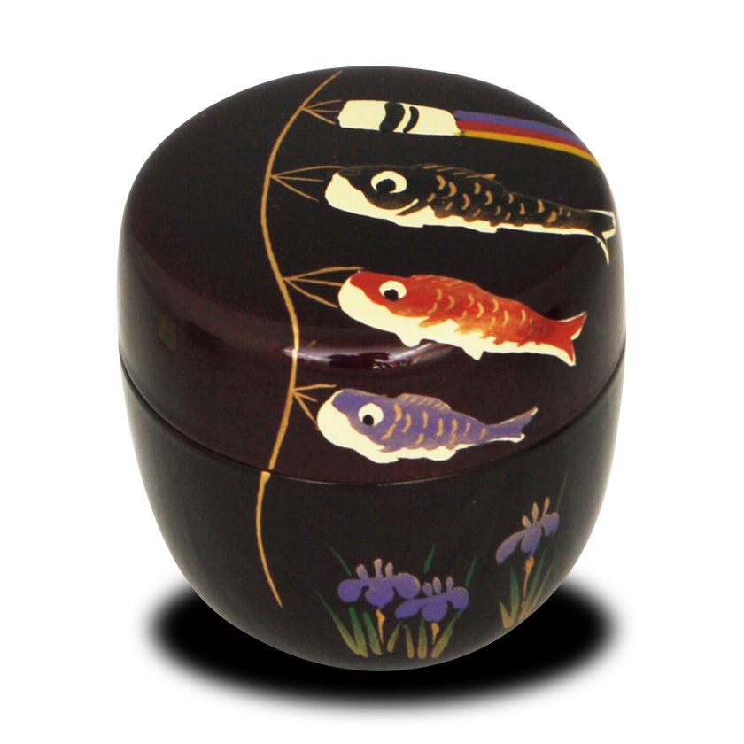 茶道具　期間限定特価　鯉のぼり蒔絵中棗　内梨子地　新品未使用品 茶道具 棗（なつめ） 溜塗中棗 鯉幟（こいのぼり）蒔絵（内梨子地