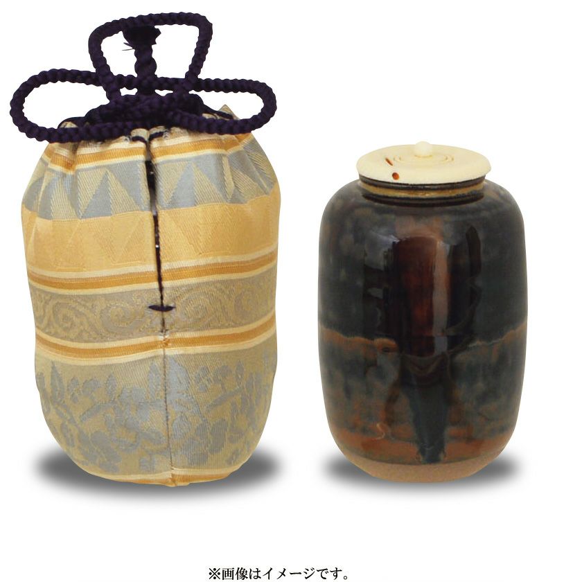 茶道具　高取焼　高取丸壺茶入　仕覆付　在銘　時代箱　V　6881 茶道具 茶入（ちゃいれ） 茶入 高取焼 中興名物 手枕写 仕覆：紅毛物