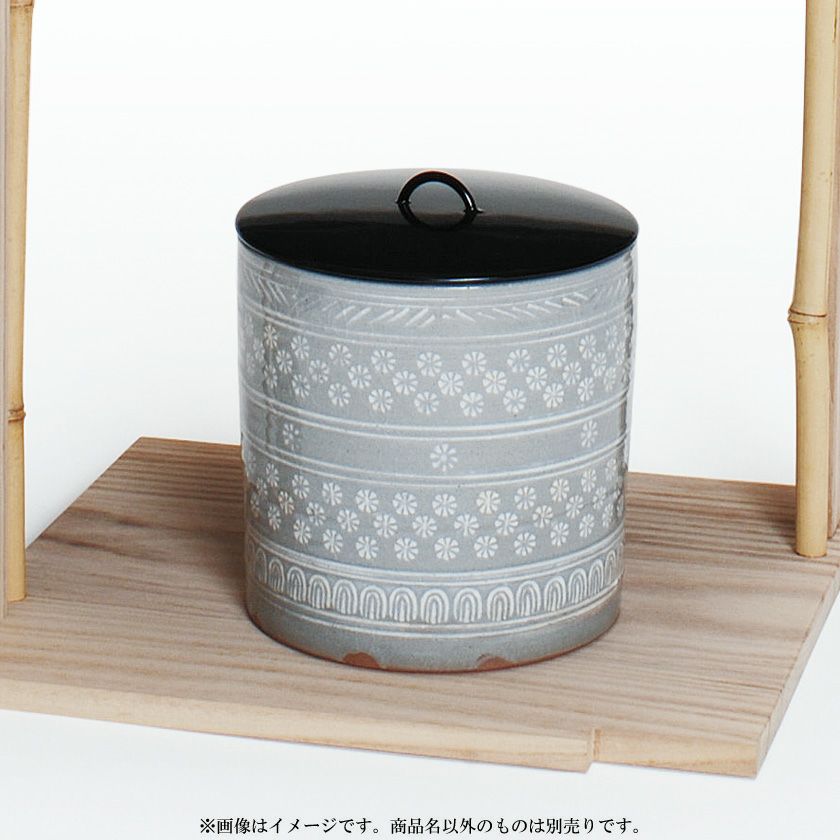 Ｐ３５３　水指　『平安　浅見与し三造』『花三島』『耳付水指』　共箱　茶道具 P353 水指 『平安 浅見与し三造』『花三島』『耳付水指』 共箱