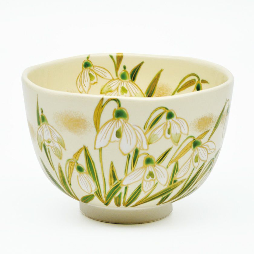 茶道具 抹茶茶碗（まっちゃちゃわん） 茶碗 仁清 スノードロップ （待雪草） 壱休窯 抹茶茶碗は茶の湯文化である表千家・裏千家の茶道具や抹茶を専門に扱う千紀園（せんきえん）が通販で販売しています。茶会また初心者向けのお稽古用にご利用いただける抹茶碗です。贈り物・ギフトにも人気です。