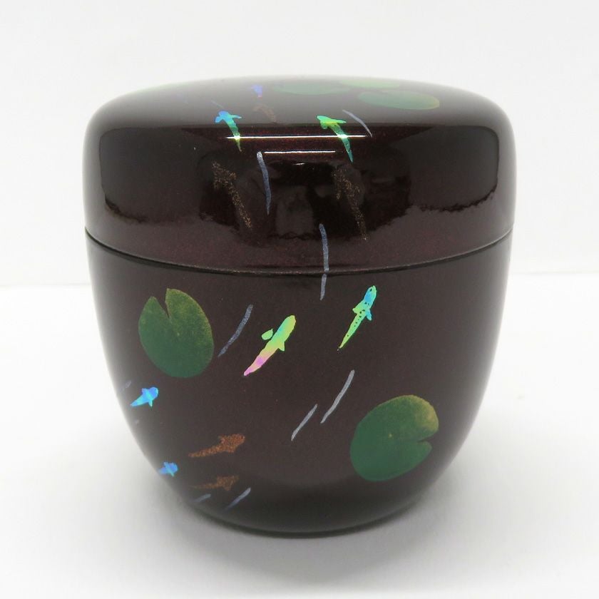 茶道具 棗（なつめ） 溜塗中棗 目高蒔絵（内梨子地） 樹脂製 東雲