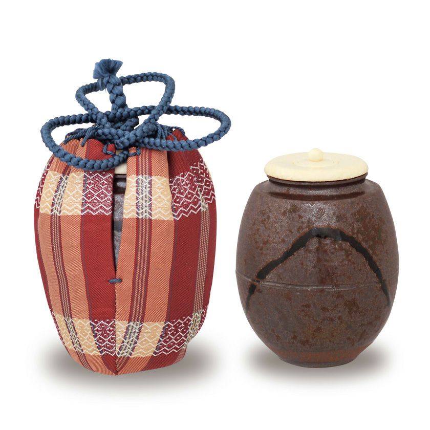 茶道具 茶入（ちゃいれ） 茶入 中興名物 唐物 富士山写 仕覆：鎌倉間道
