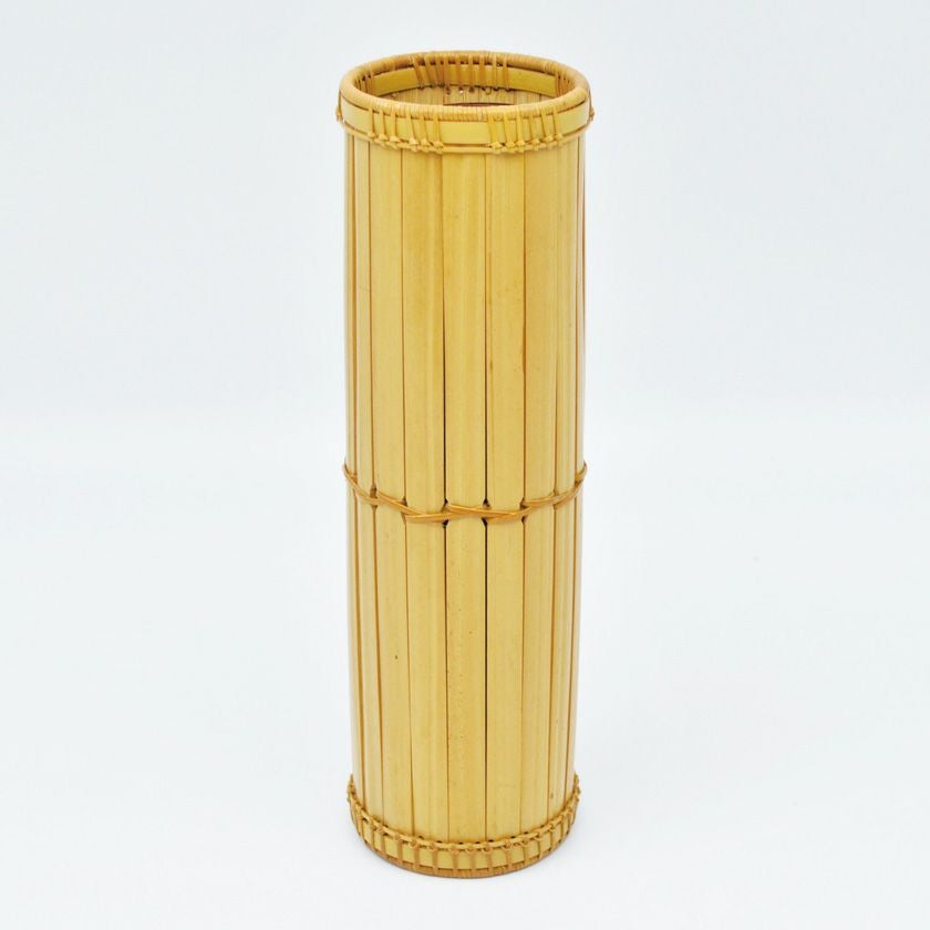 【新品】琉球浪漫耳付花瓶（茶）　竹籠付 耳付籠花入 みみつきかごはないれ | 鶴田 純久の章 お話