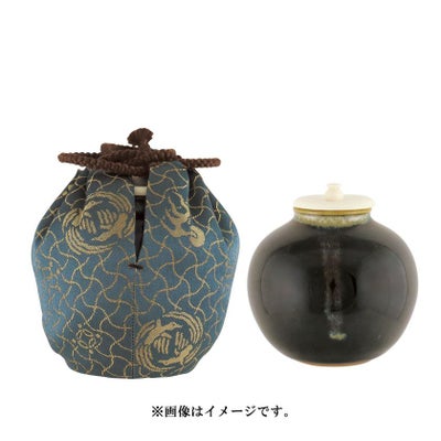 茶道具 茶入（ちゃいれ） 文琳茶入 仕覆：鳥襷緞子、蓋 橋本 喜楽 