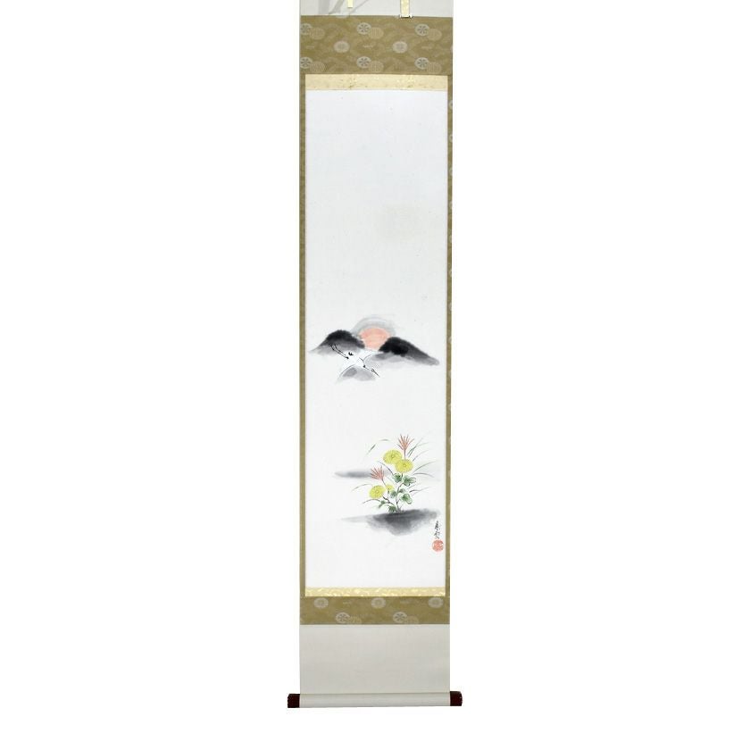 茶道具 掛軸（かけじく） 軸一行物 菊に残菊 象雲画 | 千年の香り 千紀園