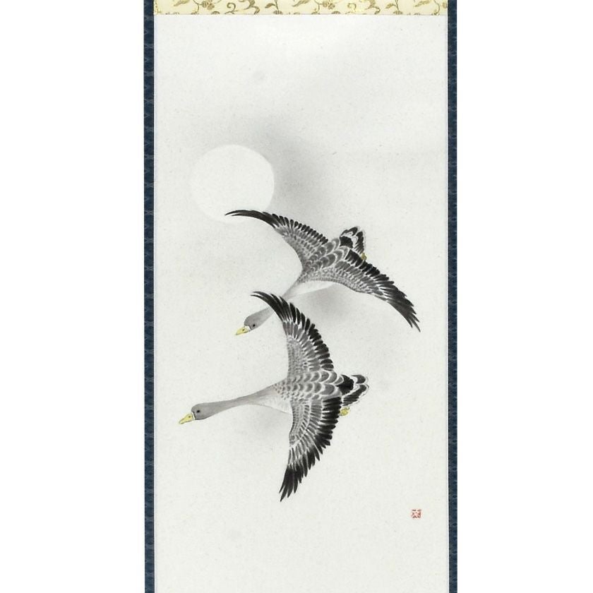 No5447 掛軸　在銘　寶泉　「月明飛雁」　絹本着色 共箱　日本画　送料無料 000000009513-02.jpg?size=xl&w=