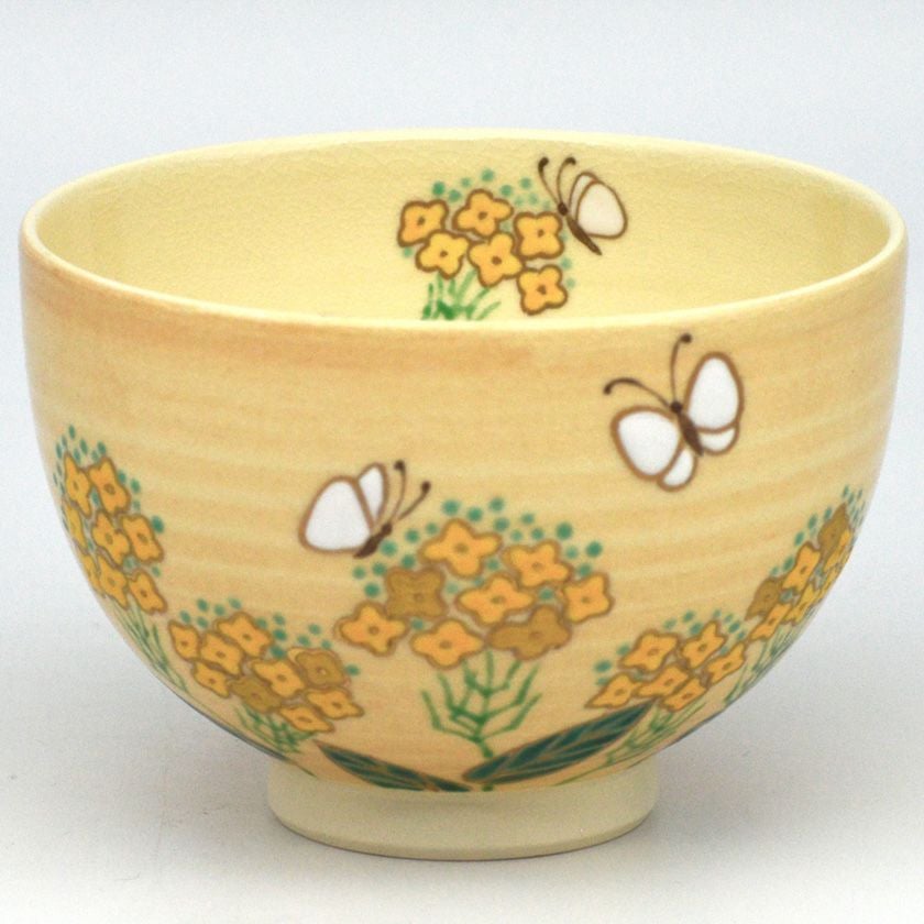 茶道具 抹茶茶碗（まっちゃちゃわん） 茶碗 菜の花に蝶 見谷 福峰