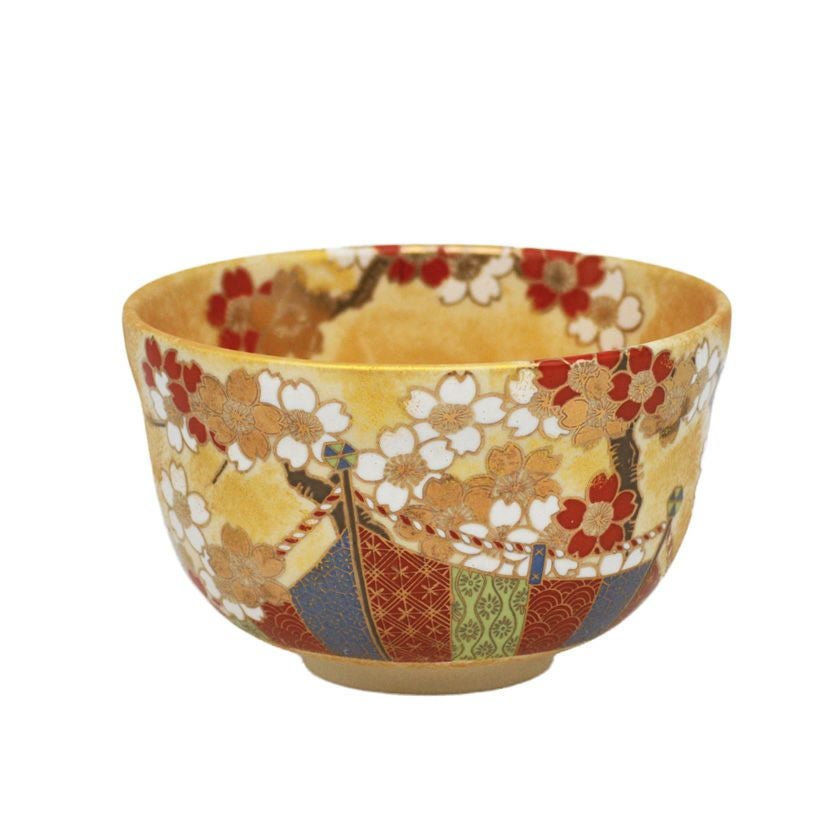 抹茶碗 金かすみ 醍醐桜 宮地英香作（化粧箱付き）新品 茶道具 抹茶茶碗（まっちゃちゃわん） 茶碗 金地 醍醐桜 宮地 英香