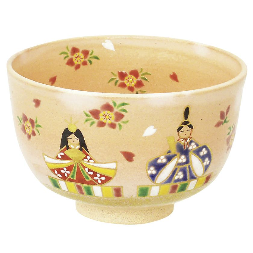 お雛様抹茶茶碗 茶道具 抹茶茶碗（まっちゃちゃわん） 茶碗 桃地 おひなさま 雛祭り