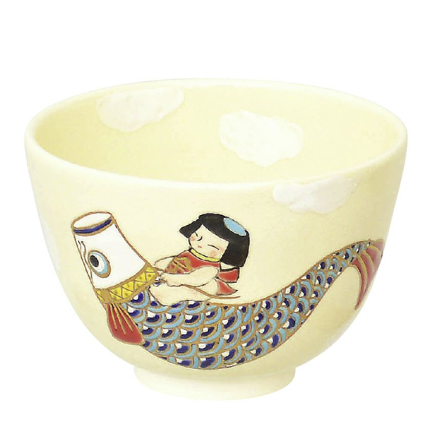 茶道具 抹茶茶碗（まっちゃちゃわん） 茶碗 色絵 金太郎と鯉のぼり