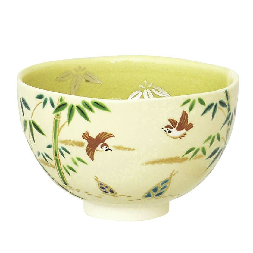 茶道具 抹茶茶碗（まっちゃちゃわん） 茶碗 掛分色絵 竹林に雀 新井