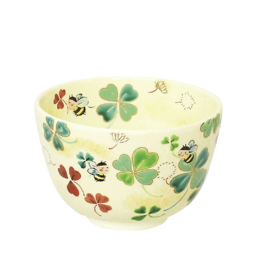 茶道具 抹茶茶碗（まっちゃちゃわん） 茶碗 色絵 ミツバチとクローバー