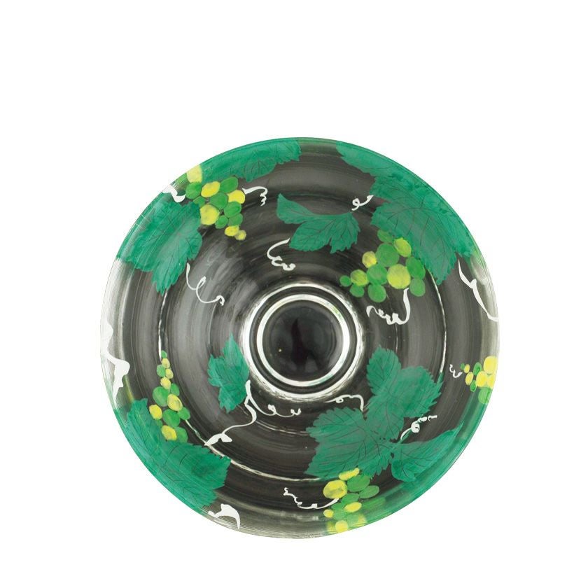 茶道具 平茶碗（ひらちゃわん） ガラス平茶碗 葡萄 【耐熱】 今岡 都 抹茶茶碗は茶の湯文化である表千家・裏千家の茶道具や抹茶を専門に扱う千紀園（せんきえん）が通販で販売しています。茶会また初心者向けのお稽古用にご利用いただける抹茶碗です。贈り物・ギフトにも人気です。