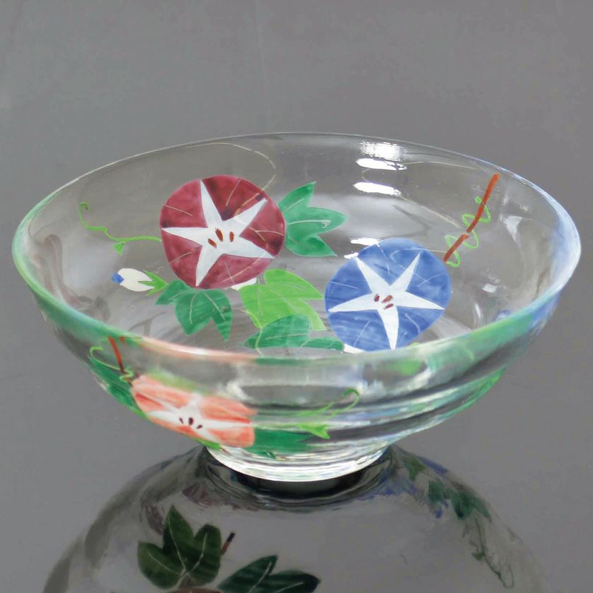 茶道具 平茶碗（ひらちゃわん） ガラス平茶碗 朝顔市 【耐熱】 松本 明日香 抹茶茶碗は茶の湯文化である表千家・裏千家の茶道具や抹茶を専門に扱う千紀園（せんきえん）が通販で販売しています。茶会また初心者向けのお稽古用にご利用いただける抹茶碗です。贈り物・ギフトにも人気です。