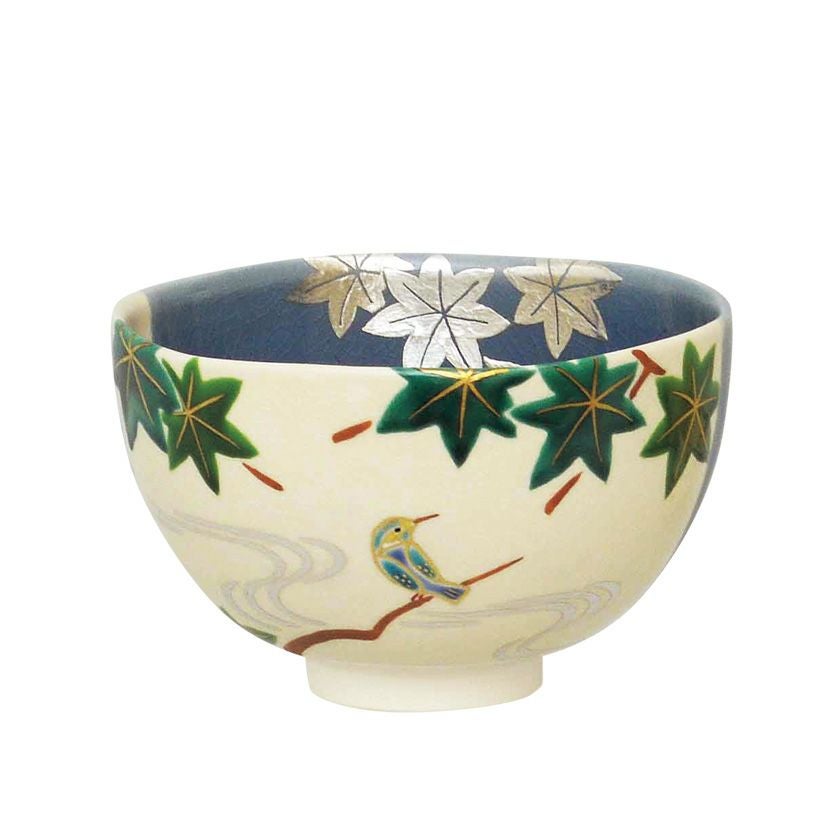 茶道具 抹茶茶碗（まっちゃちゃわん） 茶碗 掛分色絵 青楓に翡翠 新井 京華 抹茶茶碗は茶の湯文化である表千家・裏千家の茶道具や抹茶を専門に扱う千紀園（せんきえん）が通販で販売しています。茶会また初心者向けのお稽古用にご利用いただける抹茶碗です。贈り物・ギフトにも人気です。